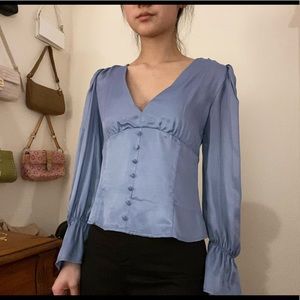 BRAND NEW Zara baby blue peasant top